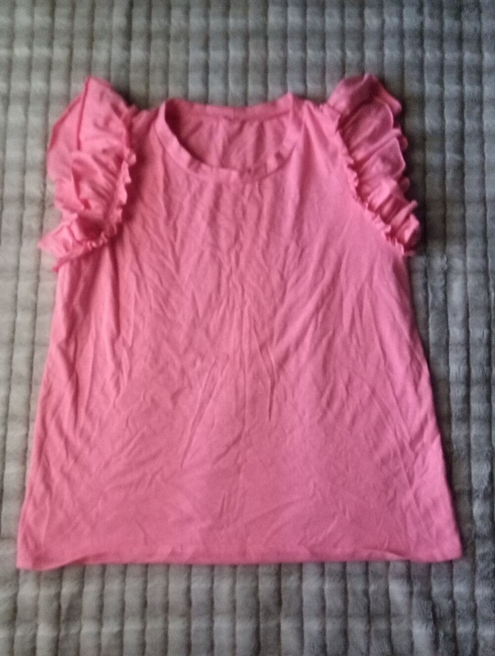 Pink Ruffle Sleeve Short Sleeve Tee